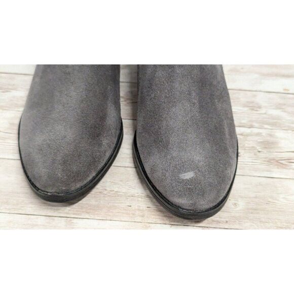 Naturalizer Womens 10 Gray Black Chelsea Boots Suede Zip Block Heel Almond Toe - Picture 4 of 11